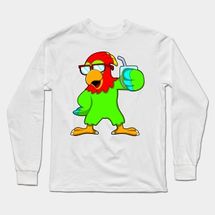 Parrot with Sunglasses & Drink Long Sleeve T-Shirt